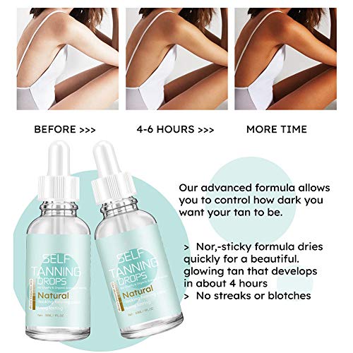 Self Tanning Drops with Organic & Natural Ingredients, Tanning Lotion without UV Damage, Sunless Tanning Lotion for Darker Bronzer Skin, Self Tan