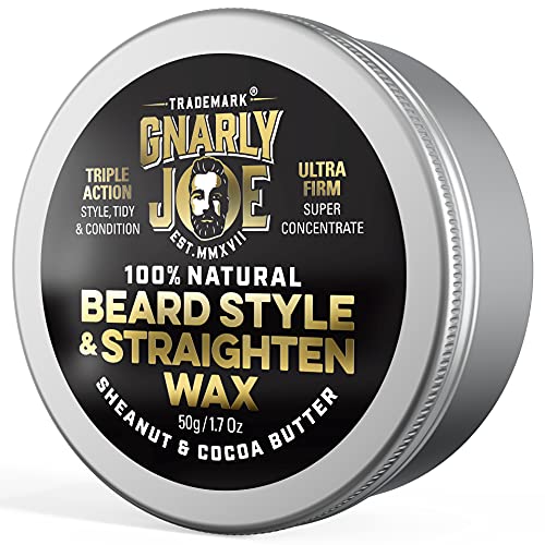 Gnarly Joe Beard Styling & Straightening Wax for Men - 50g - 100% Natural Unscented Ingredients - Sheanut Butter - Cocoa Butter - Sweet Almond Oi