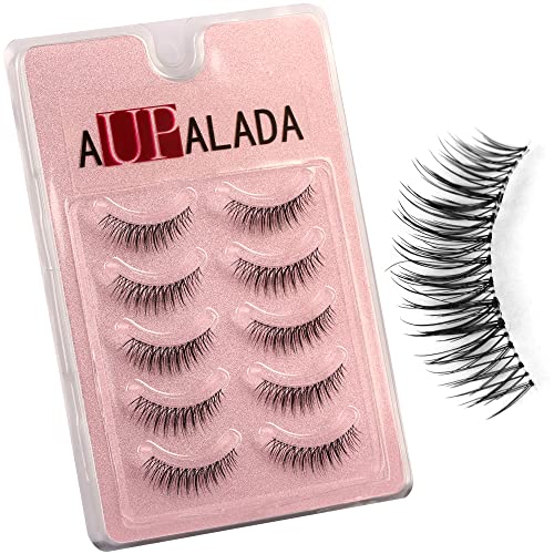 Aupalada False Eyelashes Wispy Lashes Natural Look Clear Band Lashes Pack Light Volume Soft Strip Fake Lashes 5 Pairs Multipack, Tatti lashes, Fa