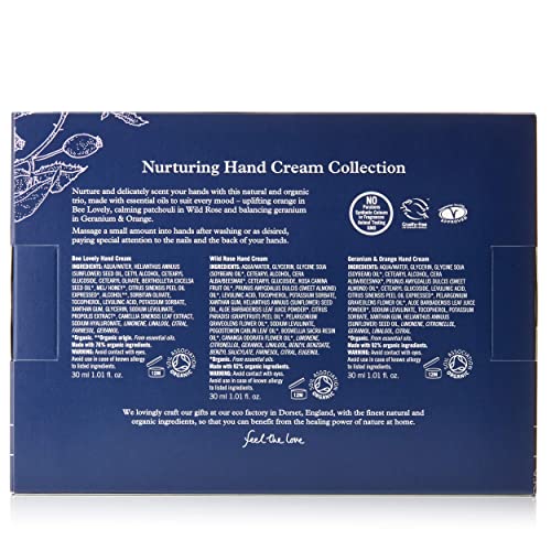 Neal’s Yard Remedies Nurturing Hand Cream Collection - The Perfect Hand Moisturiser To Suit Your Mood - Bee Lovely, Wild Rose And Geranium & Oran