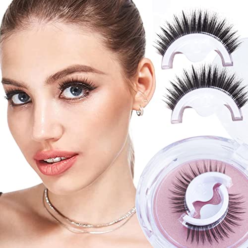 AWAVM False Eyelashes,1 Pair False Eyelashes Natural,Wispy Eyelashes,Self Adhesive Eyelashes,Reusable 3D Lashes,Self Stick Lashes Reusable Waterp
