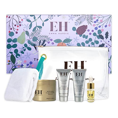 Emma Hardie The Brilliance Edit Gift Set - Featuring Four Luxurious Skin Care Goodies & a Cleansing Cloth, Packed in a Convenient Cosmetic Bag