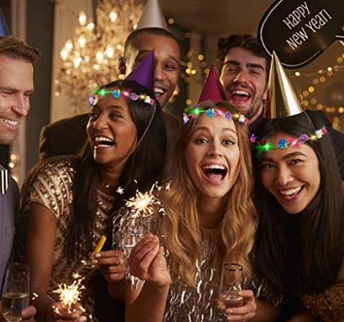 Shenghuo LED Flower Headband, 12Pcs Flower Crowns Headdress Garland Hair Wreath for Women Girls Wedding Party Christmas Holiday Festival