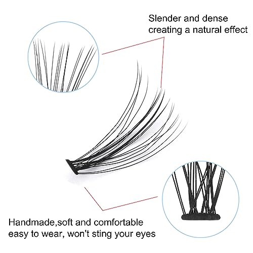 Moyutt Individual Cluster DIY Eyelash Extensions 240pcs D Curl LASH Volume Eyelash Clusters Extensions Wispy Lashes Cluster DIY at Home 8-16mm(40