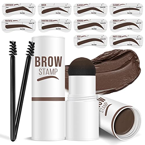 Cilrofelr Eyebrow Stamp and Stencil Kit, One Step Eyebrow Stamp and Shaping Kit with 10 Eyebrow Stencils, Brow Stamp Kit Blonde, Long Lasting, Wa