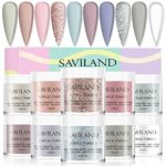 Saviland Acrylic Powder Set - 10 Colors Acrylic Nail Powder Glitter White Pink Professional Polymer Colored Acrylic Nail Powder for Nail Extensio