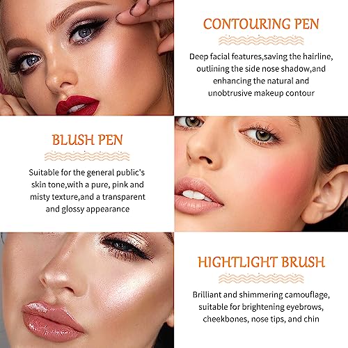 Hoxfly 3PCS Cream Contour Beauty Wand, Liquid Highlighter Wand, Blush Wand with Cushion Applicator, Long Lasting Smooth Natural Matte Finish, Fac