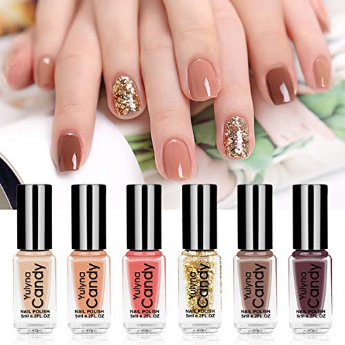 FERCAISH Bright Non Toxic Nail Polish Set 6 Bottles Long Lasting and Non Fading Unpeelable Quick Dry Nail Polish