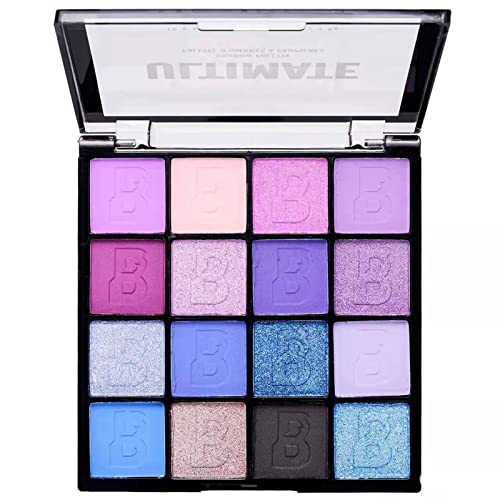 Purple Eyeshadow Palette, 16 Colour Glitter Matte Eye Shadow Pallets For Women, Long Lasting Blue Purple Highly Pigmented Eye Shadow Waterproof B