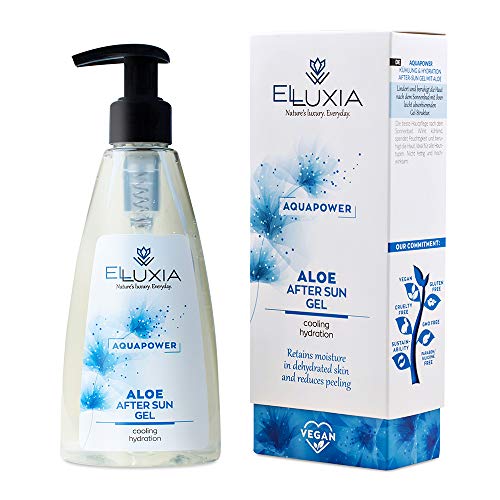ELLUXIA Natural Cooling Hydration Aloe After Sun Gel - Vegan after sun product, Cruelty free - Excellent for use after exposure to the sun - with