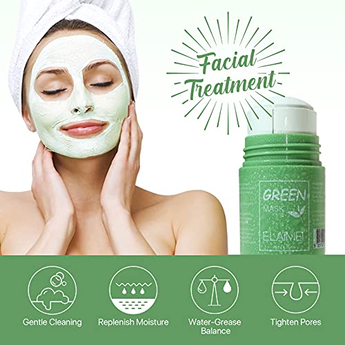 Green Tea Cleansing Mask Stick,Solid Mask,Purifying Clay Mask, Face Moisturizes Oil Control, Deep Clean Pore,Blackhead Remover,Improves Skin,for