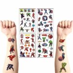 4 Sheet Super Hero Tattoos for Kids, Avengers Temporary Tattoos Stickers for Boys,Fake Tattoos Spider Man Stickers for Children's Stick on Tattoo