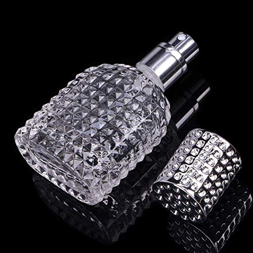 JUN-H 2 Pieces Perfume Bottle Atomizer Crystal Translucent Glass Art Empty Oval Pineapple Perfume Bottle Refillable for 30ml Travel Gift with Fil