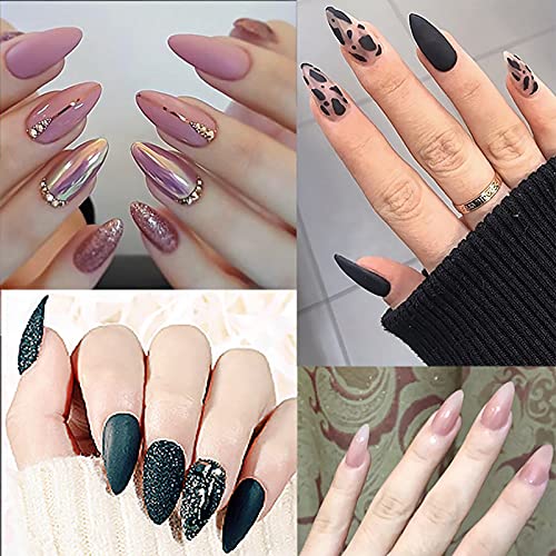 Almond Shaped Nail Tips 500Pcs Clear Acrylic Medium Nails Full Cover with Case for DIY Nail Art, 10 Sizes
