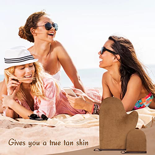 Greoer Tanning Mitt, Self Tan Mitt, 2 Pieces Spa Exfoliator Washcloth Remove Dead Skin Double Sided Fake Tan Mitt Applicator (Brown)