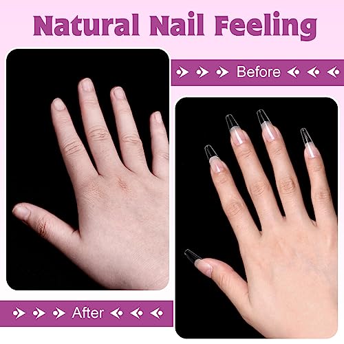 240 PCS Clear Acrylic Nail Tips - Medium Coffin Nails Tips Half Matte No File Full Cover Soft Gel Nail Tips, Artificial Fake Art Nails Tips Nail