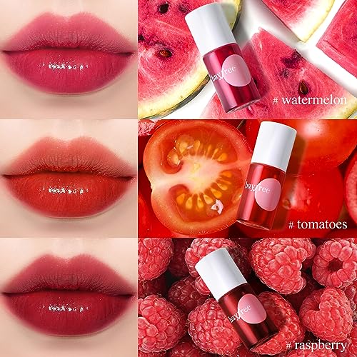 bayfree Lip Tint Stain Set, Long Lasting Lip Gloss, Non-sticky & Transfer-Proof Lip Stain Tinted Lip Balm, Waterproof Lipstciks, Lip Shine (fruit