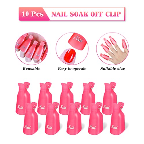 Qufiiry Nail Clips, 10 Pcs Nail Soak Off Clip, Nail Polish Remover Clips, Acrylic Gel Polish Clips, Nail Clips for Removing Gel Polish, for Finge
