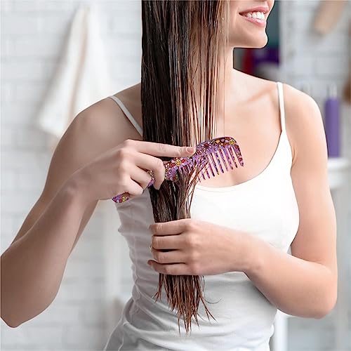Hair Comb Detangling Comb Wide Tooth Comb Portable Shower Comb For Curly Wet Dry Long Short Straight Detangling Hairs Flat Round Teeth Heat Resis