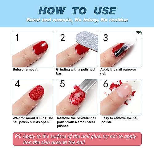 Gel Nail Polish Remover,Remove Gel Nail Polish Within 2-3 Minutes,Nail Varnish remover,Quick & Easy Polish Remover, No Need For Foil, Soaking Or