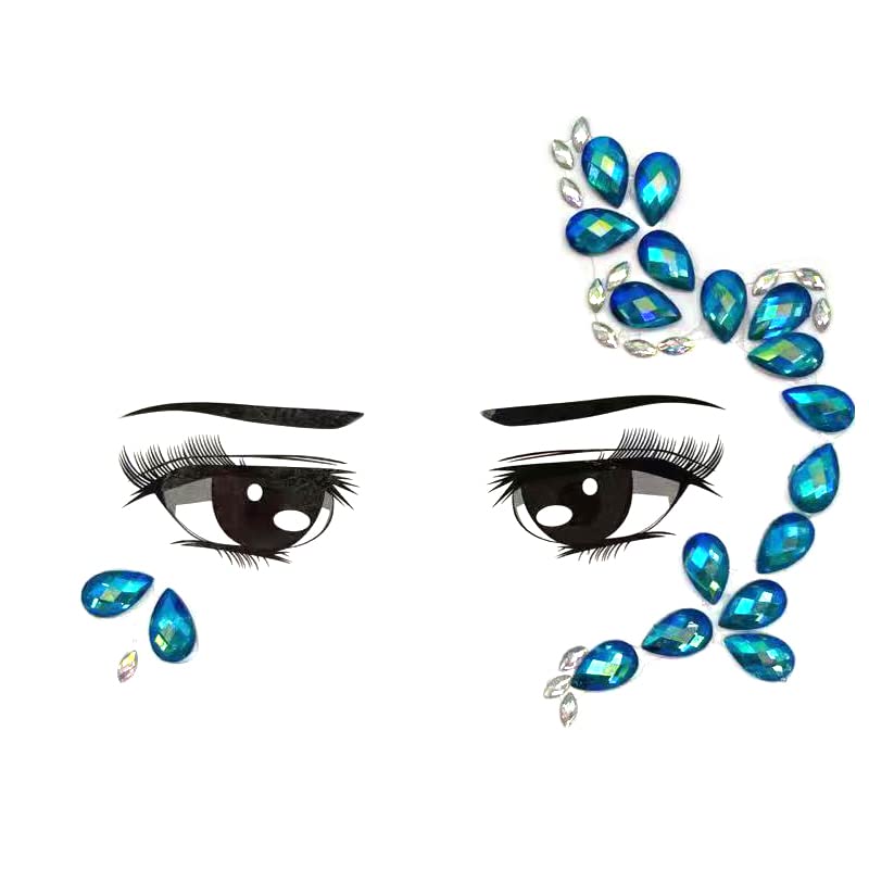 Face Gems, Jane Choi Rave Festival Face Crystal Glitter Mermaid Face Stickers for Kids Girls/Women, Rhinestone/Diamond Temporary Body Gems Tattoo