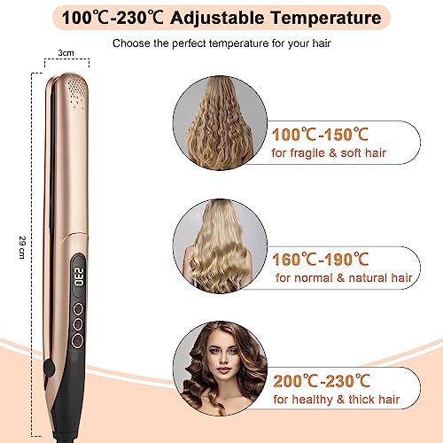 LXMTOU Hair Straightener for Women Flat Iron Hair Straighteners and Curler 2 in 1 Ceramic Plates for Thick Hair with Heat Resistant Mat Adjustabl