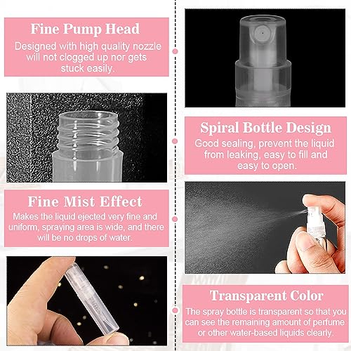 KITERI 40 Pcs Mini Spray Atomizer Empty Bottles, 2ml Mini Spray Bottle Refillable Perfume Empty Sample Bottle Sprayer Portable Mist Plastic Sampl