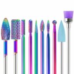 SPTHTHHPY Nail Drill Bits Sets, 10pcs Electric Nail Drill Kit 3/32" Ceramics/Tungsten Carbide Electric Nail Files Electric Manicure Set Manicure