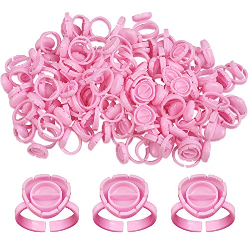 Fenshine 100 PCS Lash Glue Holder Glue Ring Cups Lash Extension Volume Lashes Quick Blossom Cups for Eyelash Extension Supply, 2 Methods of Use (