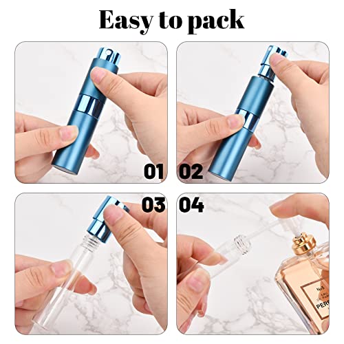 suchkawe Perfume Atomizer, 2 Pieces 8ML Mini Portable Atomizer Perfume Bottle, Travel Perfume Atomiser Bottle Refillable with Funnel, Bottom Pump