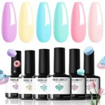 Modelones Pastel Gel Nail Polish 6 Colors Spring Set Pink Blue Shellac UV Polishes Milky Mothers Day Gifts for Women DIY