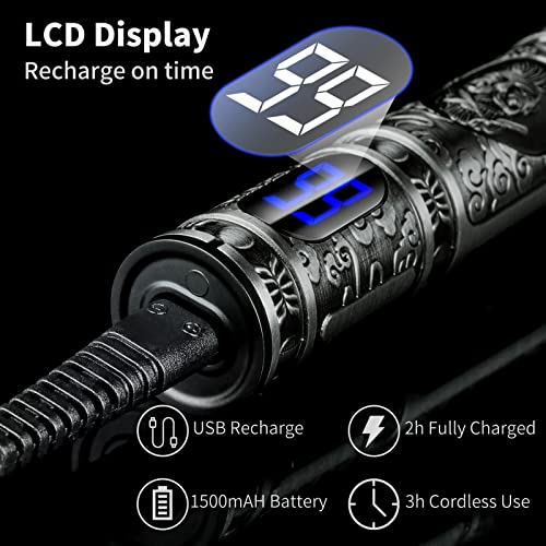 Hair Clippers for Men, AISEELY Beard Trimmer Men, LCD Screen Zero Gapped T-Blade Trimmer Clippers for Hair Cutting, Professional Cordless Electri