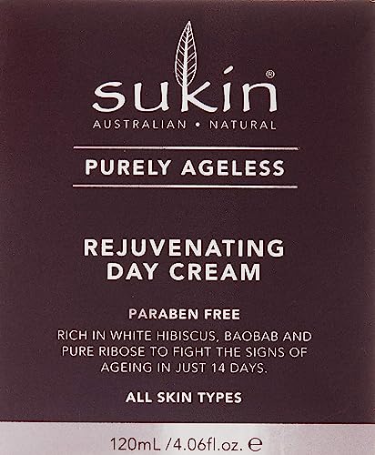 Sukin Purely Ageless Rejuventating Day Cream 120ml - with Vitamin E; cruelty free & vegan friendly - to naturally plump, firm & hydrate skin, whi