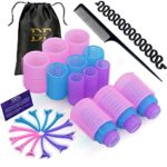DEALFREE.24 32 PCS Hair Rollers Set - 18 Self Grip Velcro Rollers 25mm, 35mm, 45mm, 12 Curl Clips, 1 Tail Comb and Braiding Hair Device for Struc