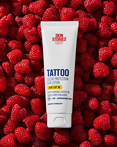 SKIN STORIES Sun Lotion SPF 50+ (100 ml), Tattoo Colour Protection Sun Cream with InkGuard Technology®, Very High Tattoo Sun Protection with Pant
