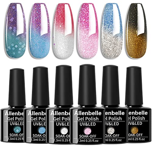 Allenbelle Gel Base and Top Coat Sets, UV LED Shellac Coat, No Wipe Soak Off Polish Set, Long Lasting Shiny High Gloss Finish, 1.0 count, Pack of
