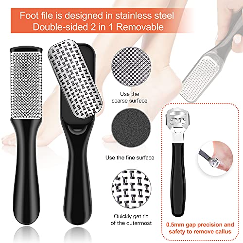 Ratukall Electric Foot File Callus Remover, Waterproof 16 in 1 Professional Pedicure Tools Set, Feet Scrubber Dead Skin Hard Skin Cracked Heels C