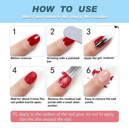 Gel Polish Remover, 2Pack Gel Nail Polish Remover - Remove Gel Nail Polish Within 2-3 Minutes - Quick & Easy Gel Polish Remover - No Need For Foi
