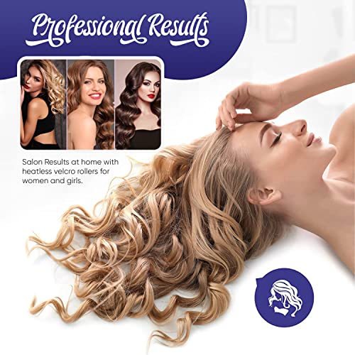 DEALFREE.24 32 PCS Hair Rollers Set - 18 Self Grip Velcro Rollers 25mm, 35mm, 45mm, 12 Curl Clips, 1 Tail Comb and Braiding Hair Device for Struc