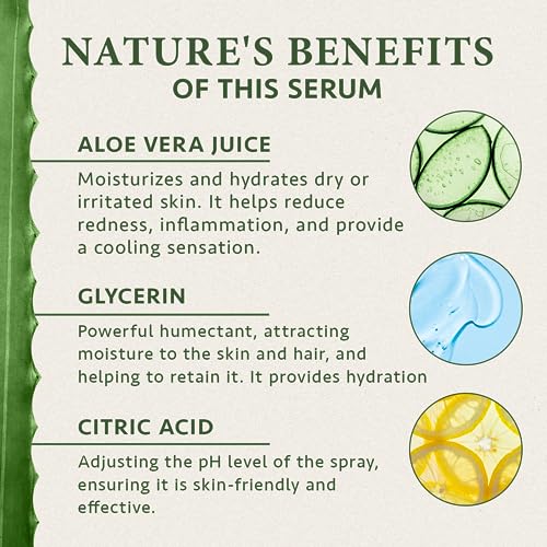 Organic Aloe Vera Face Mist - 200ml Natural Aloe Vera After Sun Spray for a Hydrating Cooling Immediate Effect - Aloe Vera Spray Moisturiser Body