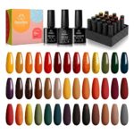 Beetles Gel Nail Polishes- 23 Pcs Cozy Campfire Collection Orange Yellow Red Gel Polish Soak off UV LED Nail Lamp Gel Nail Kit Base Top Coat Glit
