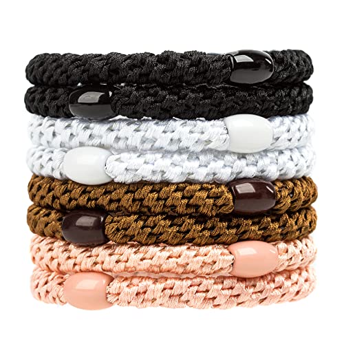 GYGYL 8Pcs Black Hair Ties for Women Girls, Elastics Hair Bands Ponytail Holders for Thick Hair, No Damage No Crease Hair Elastics