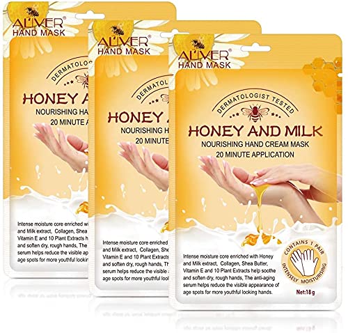 Hand Moisturizing Mask, Honey and Milk Moisturizing Gloves Nourishing Soften Hand Care for Dry Crack Hands Mask Hydrating Exfoliating Nourish Ski