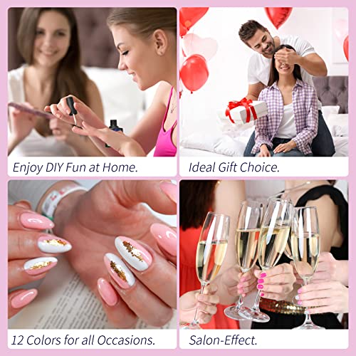 Gel Nail Polish Starter Kit, Phoenixy 12 Colours Soak off Gel Nail Polish Set with Nail Lamp 8ml Gel Nail Kit Shellac Nail Kit Gift Set for Women