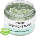 Renew Overnight Sleeping Facial Mask by Doppeltree with Aloe Vera Gel & Hyaluronic Acid - Anti Aging Hydrating Face Mask for Sunburn Relief, Skin