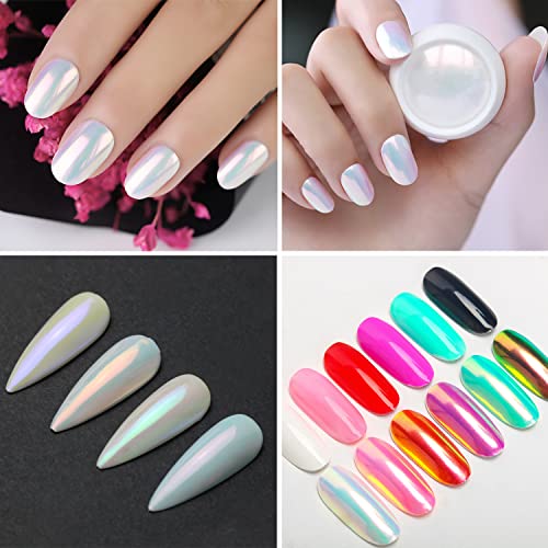 1 Pcs Neon Pearl Chrome Nail Powder, Magic Mermaid Chrome Nail Powder Iridescent Fairy Shell Nail Glitter Powder, Aurora Nail Chameleon Powder Ma