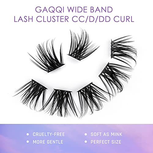 GAQQI Lash Clusters 48pcs Lashes DIY Lash Extension Individual Eyelash Cluster Wide Band at Home - Cosplay - Synthetic Artificial Soft Reusable F