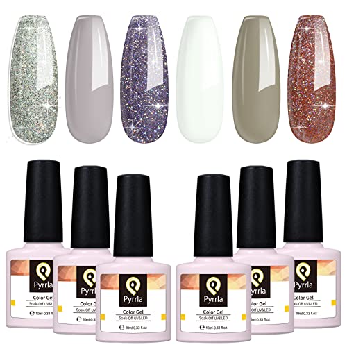 PYRRLA Lazy Afternoon Gel Nail Polish Set of 6 Colors, Soak Off Gel Polishes for Long-lasting & Smooth Finish, Easy-to-use Gel Nail Kit for Salon