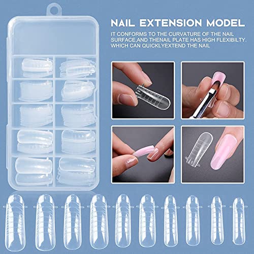 Morovan Slip Solution Poly Gel Nail Extension Gel Slip Solution 2.5oz Anti-stick Gel Solution Liquid With Brush Nail Tips Clips Crystal Cup for P