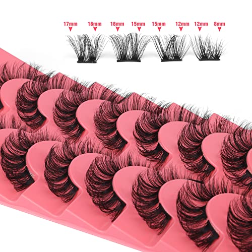 Cluster Lashes Natural Look Wispy Cat Eye Lashes Extensions Fluffy False Eyelashes Individual Lashes Strips DIY Lashes Pack Natural Lashes Cluste